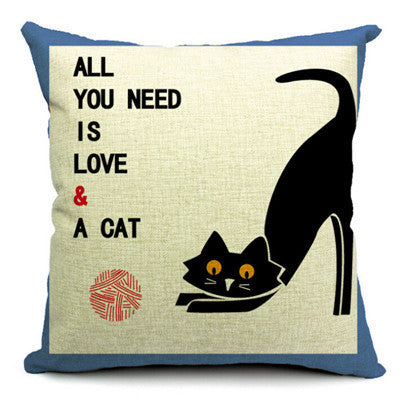 HKM-042451 Cat-Themed Cotton and Linen Waist Pillow with PP Cotton Filling