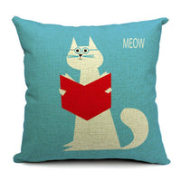 HKM-042451 Cat-Themed Cotton and Linen Waist Pillow with PP Cotton Filling