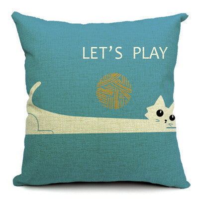 HKM-042451 Cat-Themed Cotton and Linen Waist Pillow with PP Cotton Filling