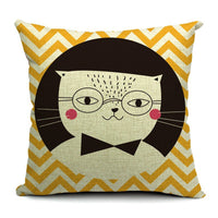 HKM-042451 Cat-Themed Cotton and Linen Waist Pillow with PP Cotton Filling