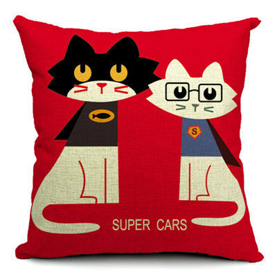 HKM-042451 Cat-Themed Cotton and Linen Waist Pillow with PP Cotton Filling