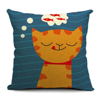 HKM-042451 Cat-Themed Cotton and Linen Waist Pillow with PP Cotton Filling