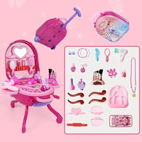 HKM-042451 Children's 2 in 1 Pretend Play Dressing Table & Cosmetic Box Set - Suitable for Ages 2 to 13