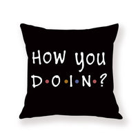 HKM-042579 Black Geometric Abstraction English Letter Pillow Cover, Modern 45x45cm, Chemical Fiber