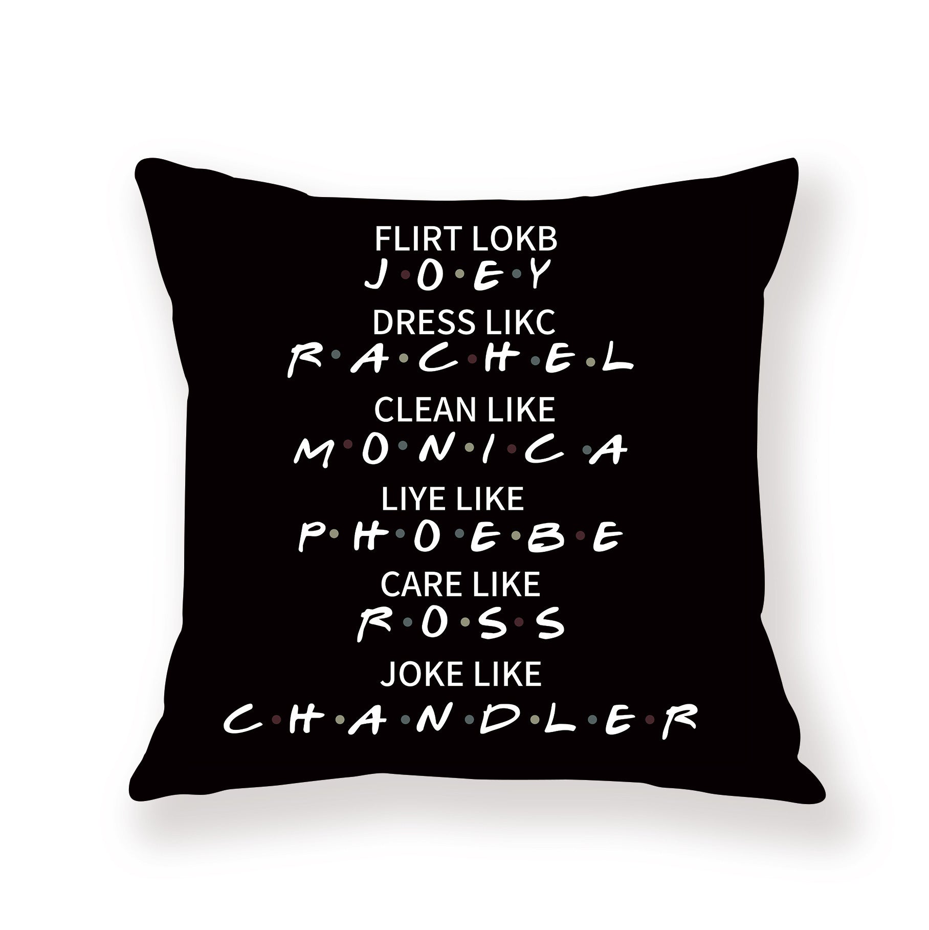 HKM-042579 Black Geometric Abstraction English Letter Pillow Cover, Modern 45x45cm, Chemical Fiber