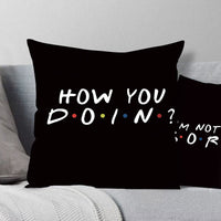 HKM-042579 Black Geometric Abstraction English Letter Pillow Cover, Modern 45x45cm, Chemical Fiber