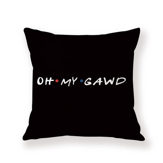 HKM-042579 Black Geometric Abstraction English Letter Pillow Cover, Modern 45x45cm, Chemical Fiber