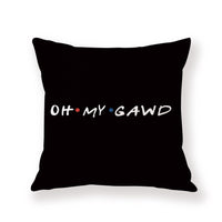HKM-042579 Black Geometric Abstraction English Letter Pillow Cover, Modern 45x45cm, Chemical Fiber