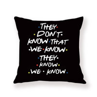 HKM-042579 Black Geometric Abstraction English Letter Pillow Cover, Modern 45x45cm, Chemical Fiber