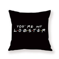 HKM-042579 Black Geometric Abstraction English Letter Pillow Cover, Modern 45x45cm, Chemical Fiber