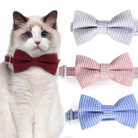 HKM-042643 Adjustable Bow Cat Collar in Red, Blue, Pink, and Brown - Fits Cats and Small Dogs (23-30cm)
