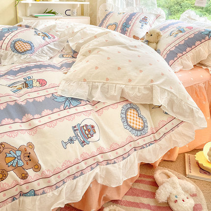 HKM-042771 Korean Style Pure Cotton Quilt Cover Set for Single Bed - Multiple Size Options Available