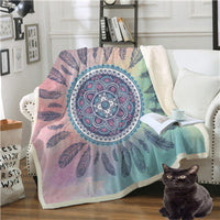 HKM-042835 Thick Plush Square Blanket with Cartoon Flower Pattern, 100% Polyester Fiber