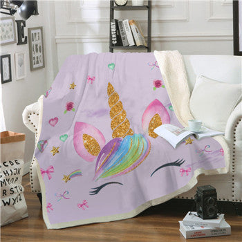 HKM-042835 Thick Plush Square Blanket with Cartoon Flower Pattern, 100% Polyester Fiber