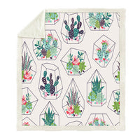 HKM-042835 Thick Plush Square Blanket with Cartoon Flower Pattern, 100% Polyester Fiber