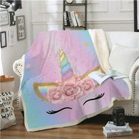 HKM-042835 Thick Plush Square Blanket with Cartoon Flower Pattern, 100% Polyester Fiber
