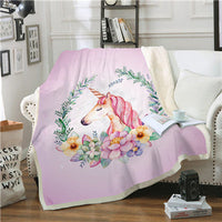 HKM-042835 Thick Plush Square Blanket with Cartoon Flower Pattern, 100% Polyester Fiber
