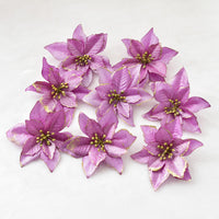 HKM-042899 Three-Layer Gold Powder Christmas Flower - 13cm, Set of 10