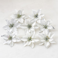 HKM-042899 Three-Layer Gold Powder Christmas Flower - 13cm, Set of 10