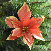 HKM-042899 Three-Layer Gold Powder Christmas Flower - 13cm, Set of 10