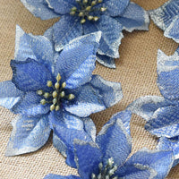 HKM-042899 Three-Layer Gold Powder Christmas Flower - 13cm, Set of 10