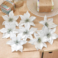 HKM-042899 Three-Layer Gold Powder Christmas Flower - 13cm, Set of 10