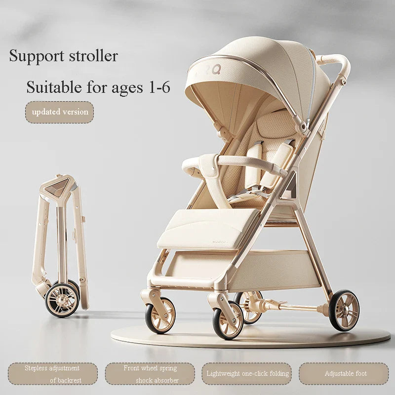 KTX-042963 Durable Aluminium Baby Stroller with Anti-Tip Design and One-Click Fold Feature