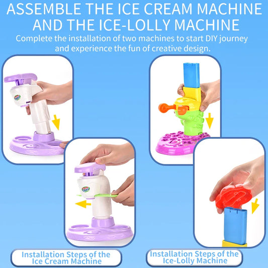 KTX-043027 Creative Playdough Ice Cream Machine Toy Set for Pretend Kitchen Play – Ages 3 and Up