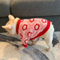 HKM-043027 Red Jacquard Wool Dog Sweater for Autumn and Winter, Stylish and Simple Design