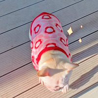 HKM-043027 Red Jacquard Wool Dog Sweater for Autumn and Winter, Stylish and Simple Design