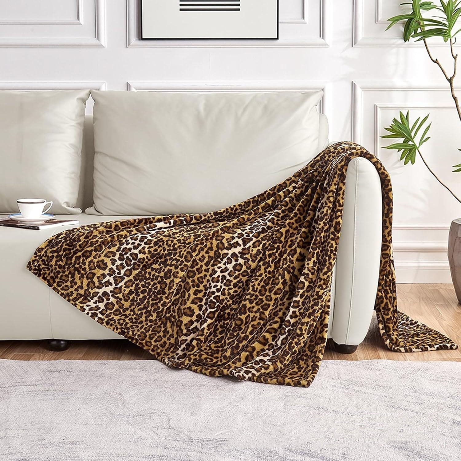 HKM-043091 Super Soft Leopard Print Thermal Flannel Blanket - All Season, Multiple Sizes Available