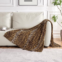 HKM-043091 Super Soft Leopard Print Thermal Flannel Blanket - All Season, Multiple Sizes Available