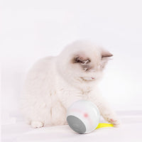 HKM-043219 LED Luminous Automatic Rolling Cat Toy Ball - White & Brown, USB Charging Cable Included