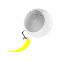 HKM-043219 LED Luminous Automatic Rolling Cat Toy Ball - White & Brown, USB Charging Cable Included