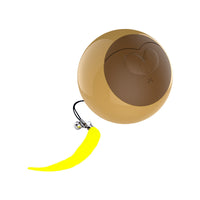 HKM-043219 LED Luminous Automatic Rolling Cat Toy Ball - White & Brown, USB Charging Cable Included