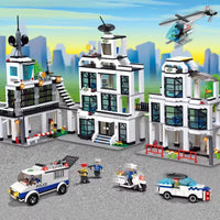 HKM-043411 Police Headquarters Building Blocks Set with Mini Figure, 50 Pieces, Ideal for Ages 2 and Up