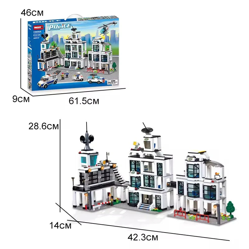Police Headquarters Building Blocks Set with Mini Figure, 50 Pieces, Ideal for Ages 2 and Up