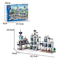 HKM-043411 Police Headquarters Building Blocks Set with Mini Figure, 50 Pieces, Ideal for Ages 2 and Up