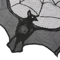 HKM-043475 Black Spider Web Bat Lace Curtain - Halloween Decoration, Polyester Fiber, 93 x 57 cm