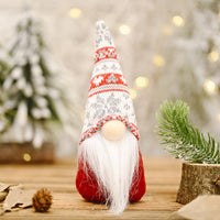 HKM-043539 Forest Elderly Doll Ornaments with Snowflake Knitted Hats for Christmas Decoration - 19cm, Non-Woven Fabric