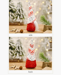 HKM-043539 Forest Elderly Doll Ornaments with Snowflake Knitted Hats for Christmas Decoration - 19cm, Non-Woven Fabric