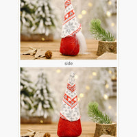 HKM-043539 Forest Elderly Doll Ornaments with Snowflake Knitted Hats for Christmas Decoration - 19cm, Non-Woven Fabric