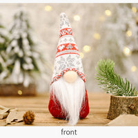 HKM-043539 Forest Elderly Doll Ornaments with Snowflake Knitted Hats for Christmas Decoration - 19cm, Non-Woven Fabric