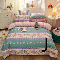 HKM-043603 Cotton Four-Piece Comforter Set with Modern Print Design, Includes Quilt Cover and Sheet