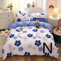HKM-043603 Cotton Four-Piece Comforter Set with Modern Print Design, Includes Quilt Cover and Sheet