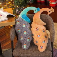 HKM-043603 Plush Peacock Pillow - Soft Short Plush with PP Cotton Filling