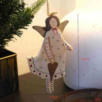 HKM-043731 Hand-Painted Wooden Love Heart Door Plate Pendant - American Country Style Decor