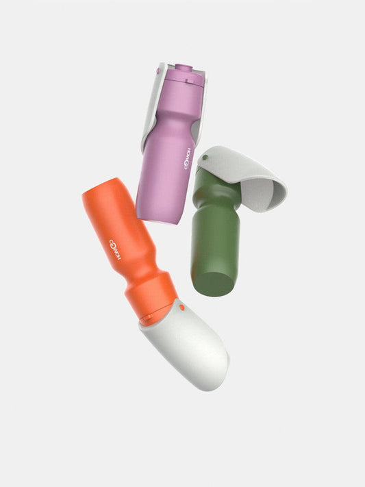 HKM-043795 Pet Dog Travel Water Cup - Portable Plastic Water Dispenser in Orange and Purple, 228*80mm