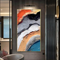 HKM-043859 Large Hand-Painted 3D Textured Abstract Canvas Art for Living Room Decoration