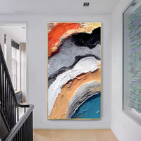HKM-043859 Large Hand-Painted 3D Textured Abstract Canvas Art for Living Room Decoration